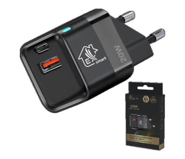 ExtraLink SMART LIFE CHARGER 20W, USB-C AND USB A - 1570039 - zdjęcie